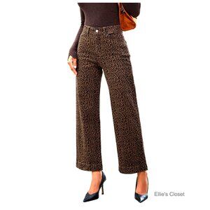 Wide Leg Jeans High Waisted Animal Print Stretchy Denim Pants